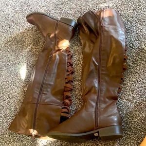 Thigh high leather boots